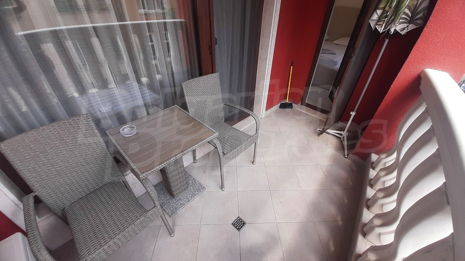 balcony, furnished