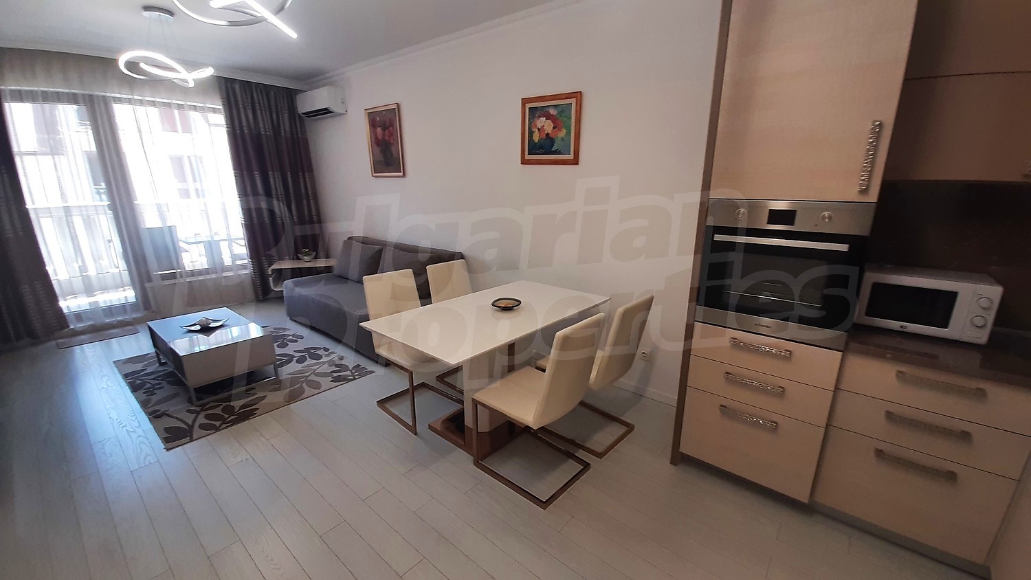 inside, living room, kitchen, furnished
