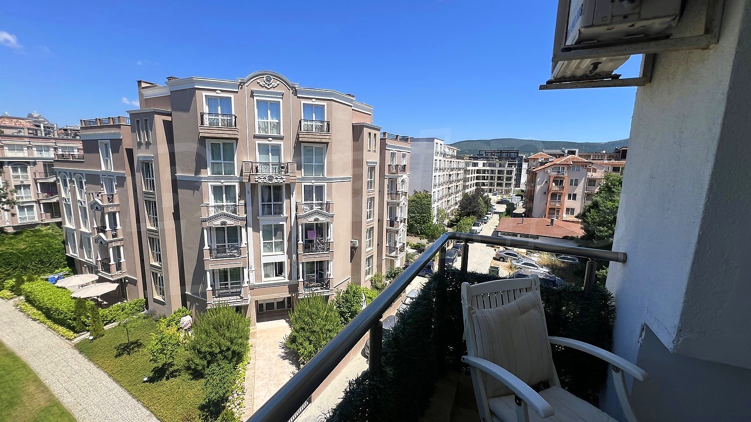 balcony, view from balcony, facade, outside, garden