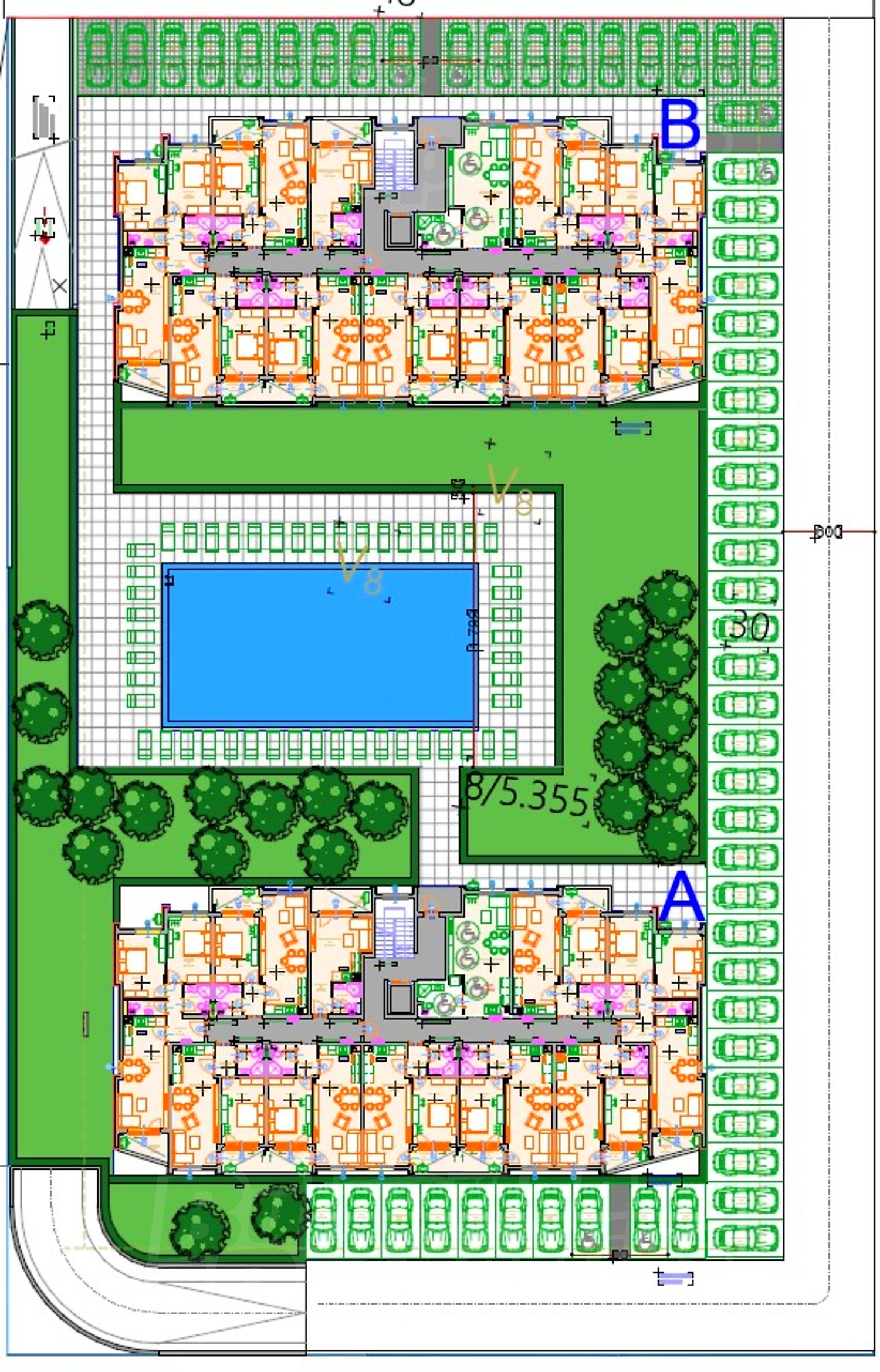 floorplan, pool, garden