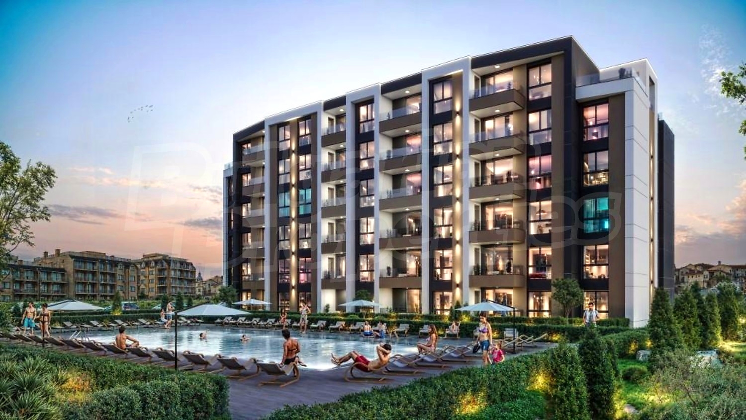 facade, pool, outside, garden