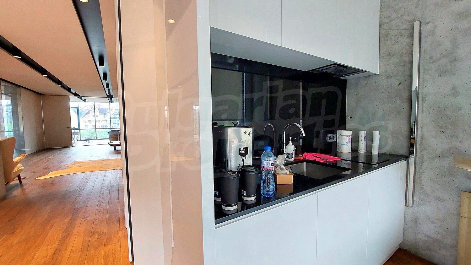 inside, kitchen, living room