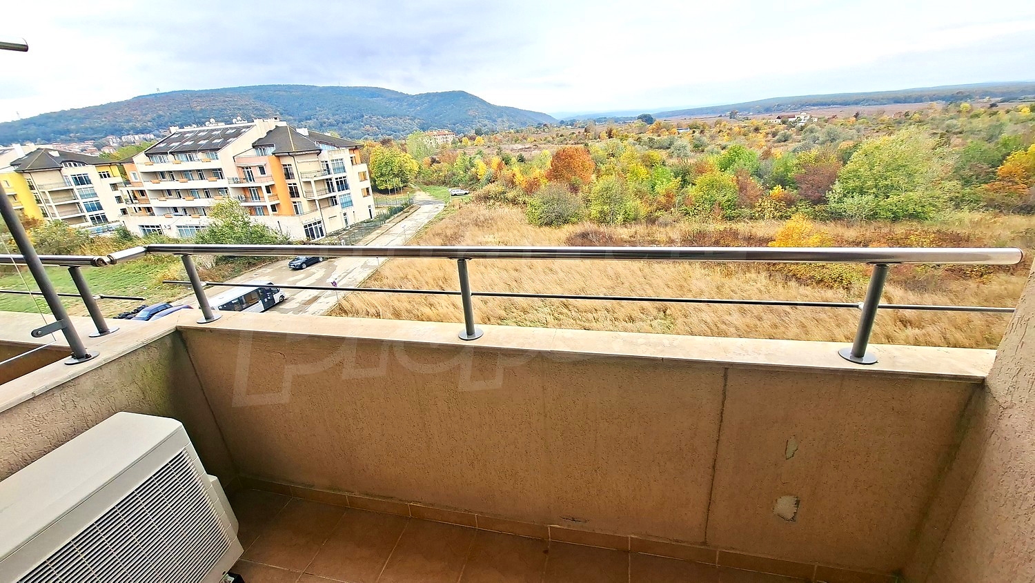 balcony, view from balcony, mountain, green area