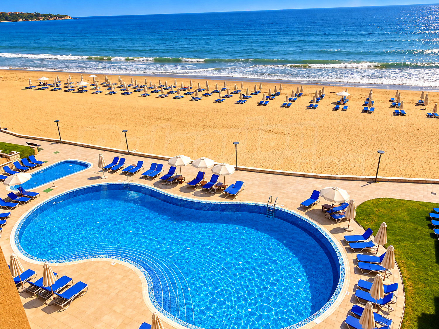 pool, sea, outside, view from balcony