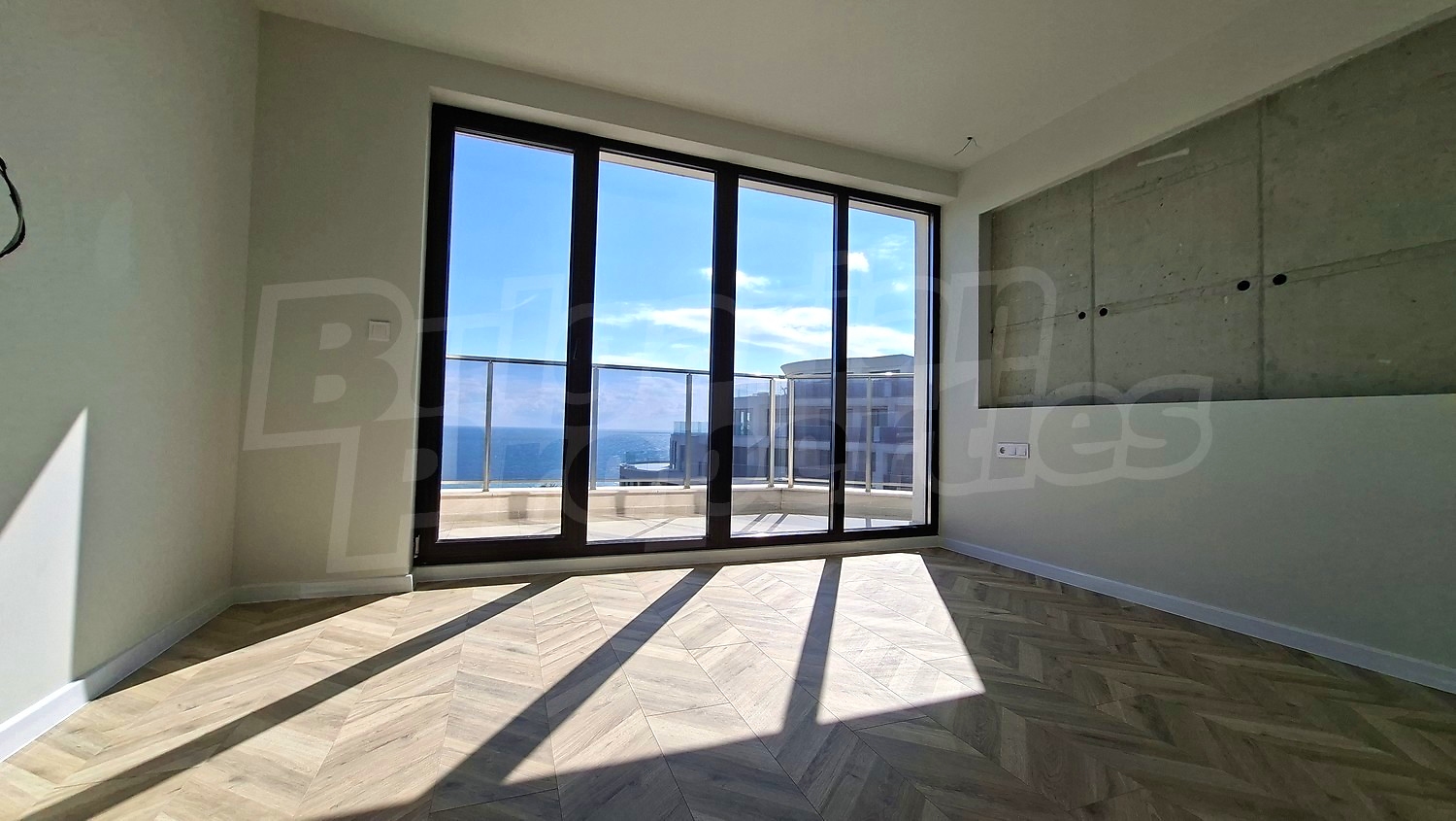 inside, view from balcony, sea, balcony