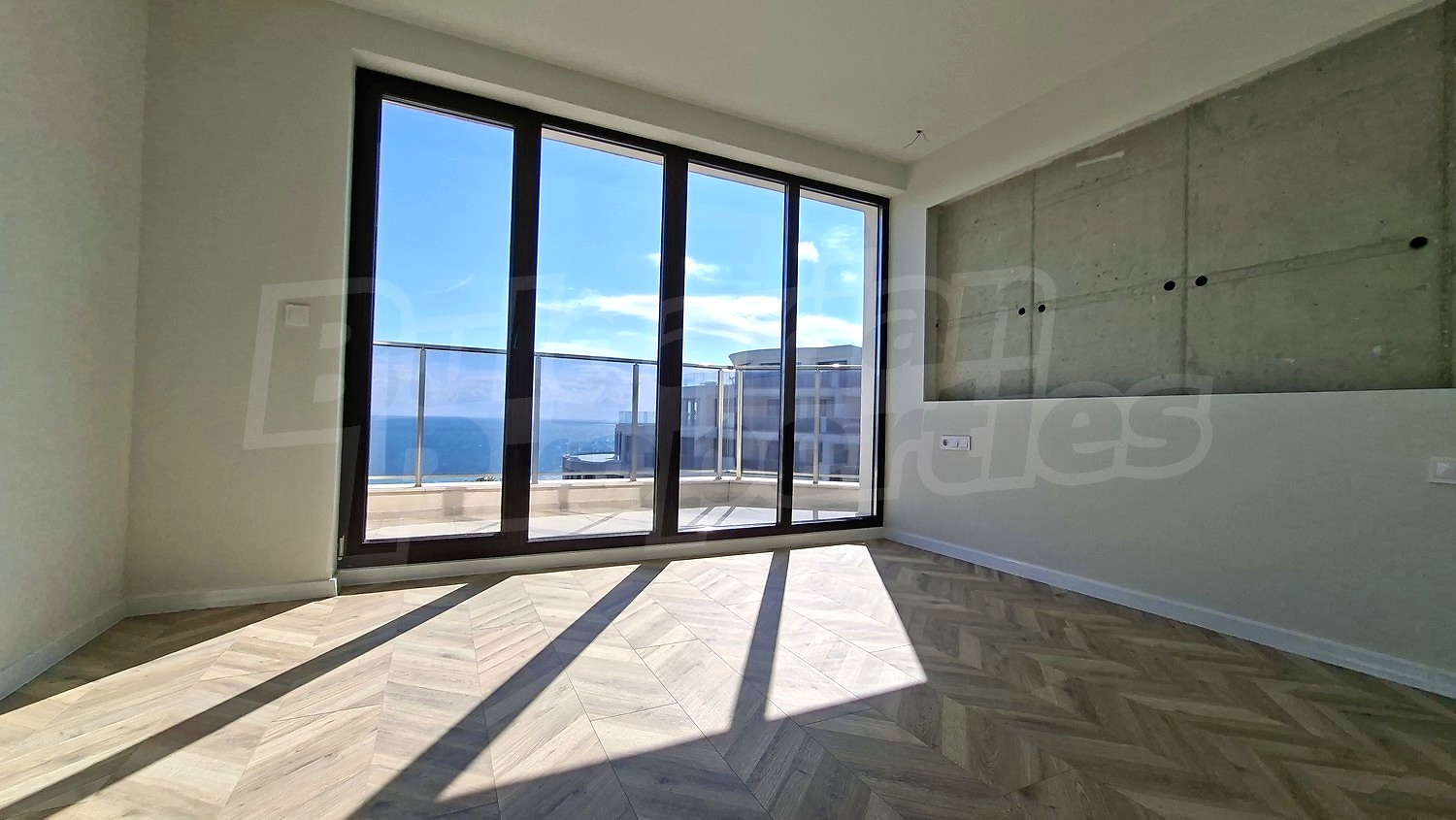 inside, view from balcony, sea, balcony