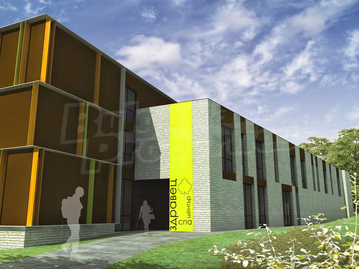 outside, facade, green area