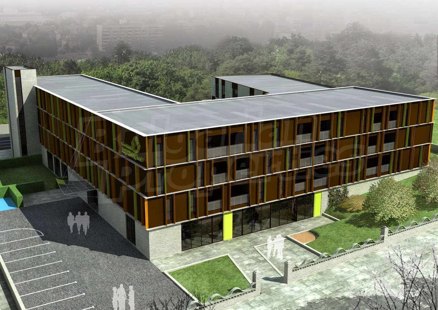 outside, facade, green area, parking