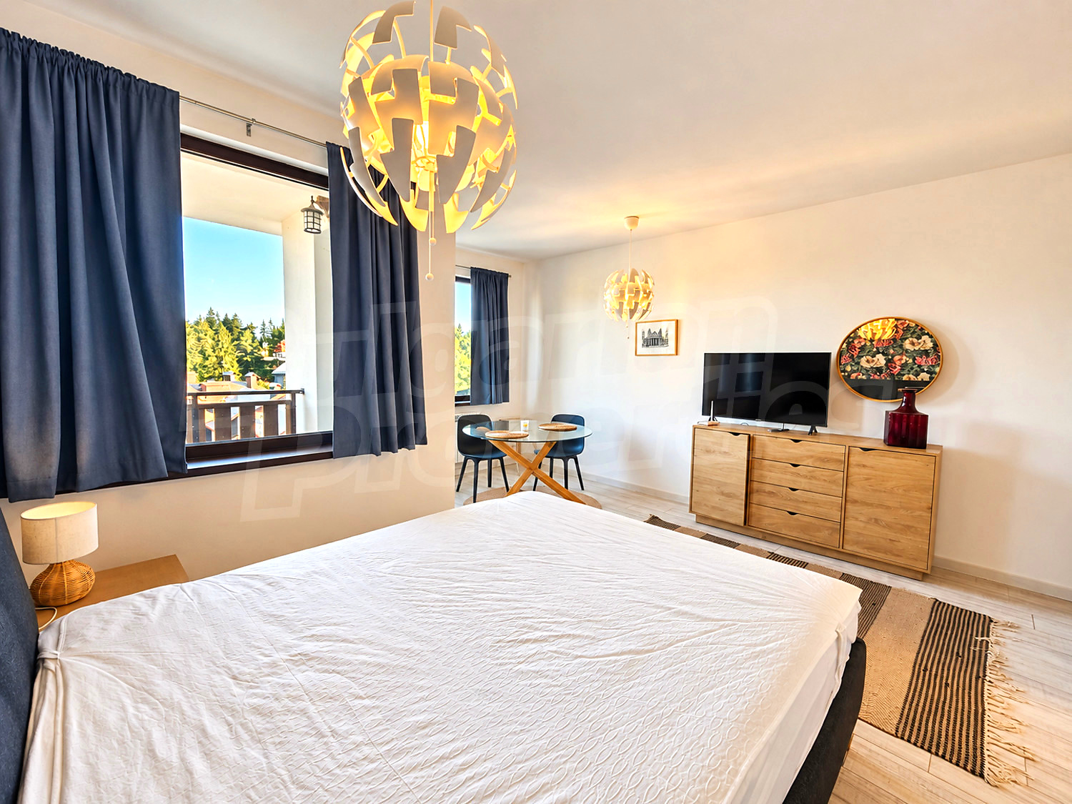inside, bedroom, furnished, balcony, view from balcony