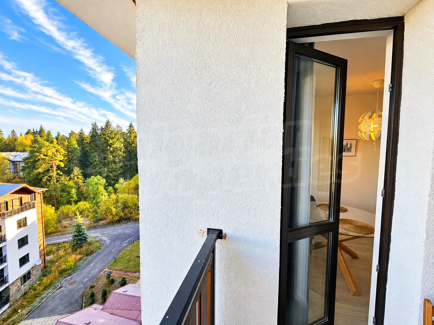 balcony, view from balcony, outside, green area
