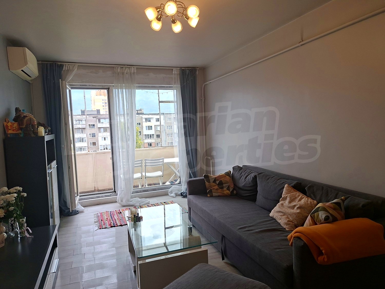 inside, living room, balcony, furnished
