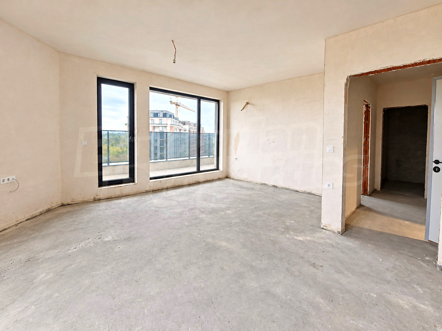 inside, view from balcony, unfurnished