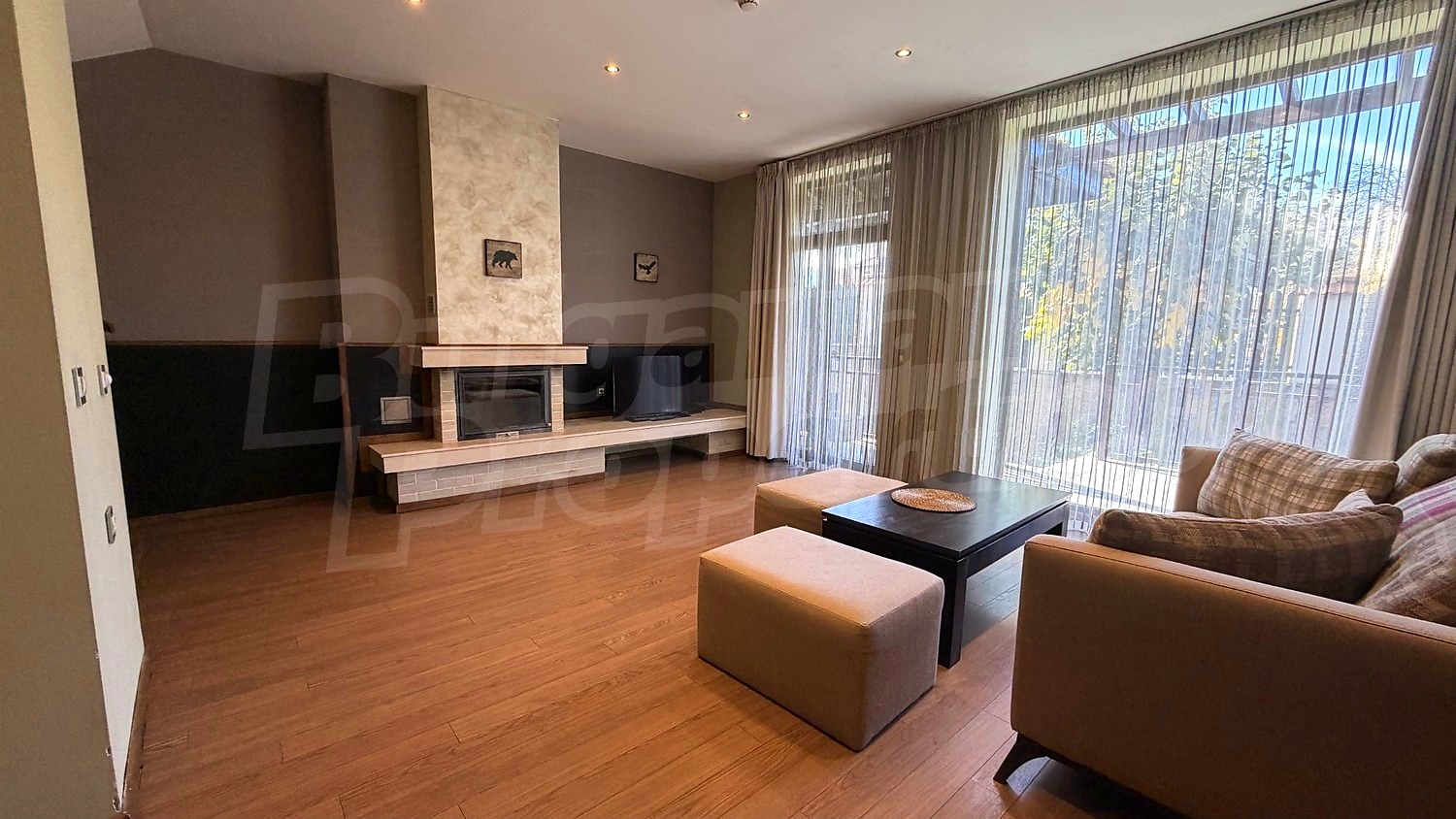 inside, living room, furnished, fireplace