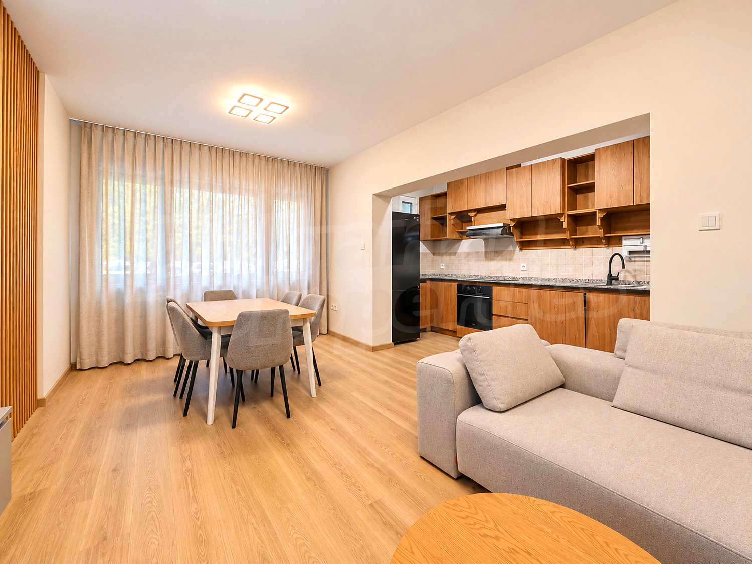inside, living room, kitchen, furnished