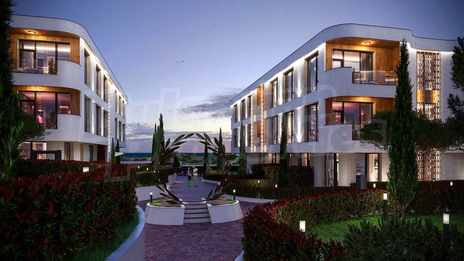 outside, facade, garden, view from balcony, green area