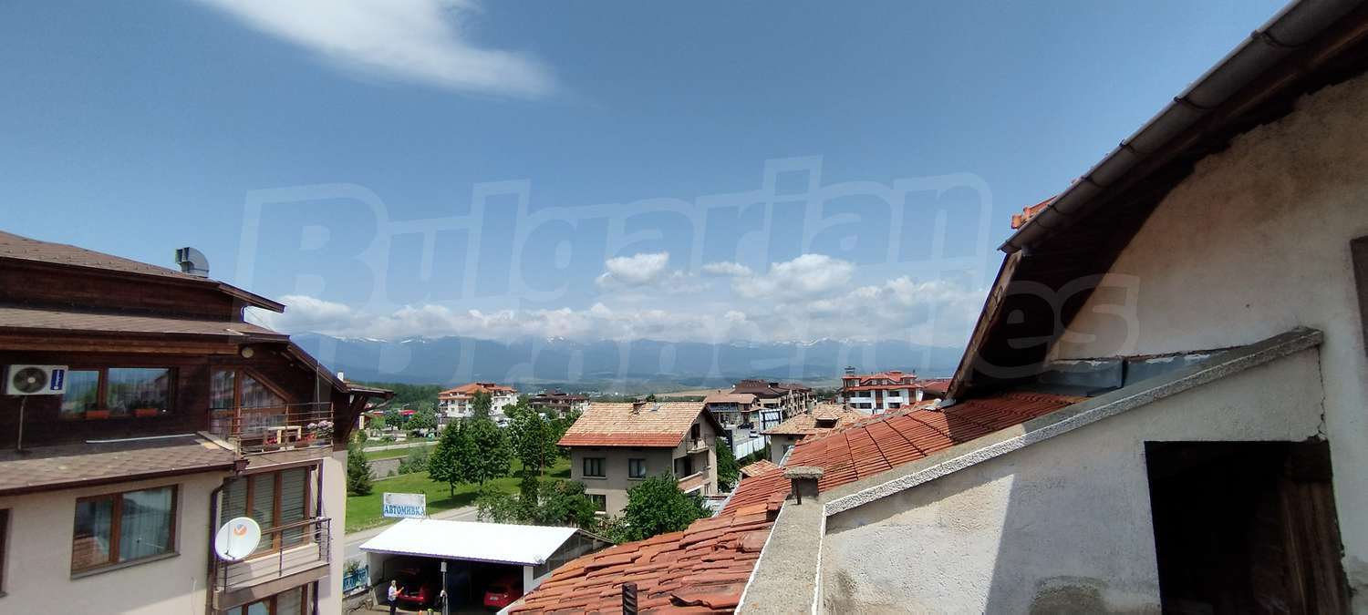 outside, view from balcony, mountain, green area