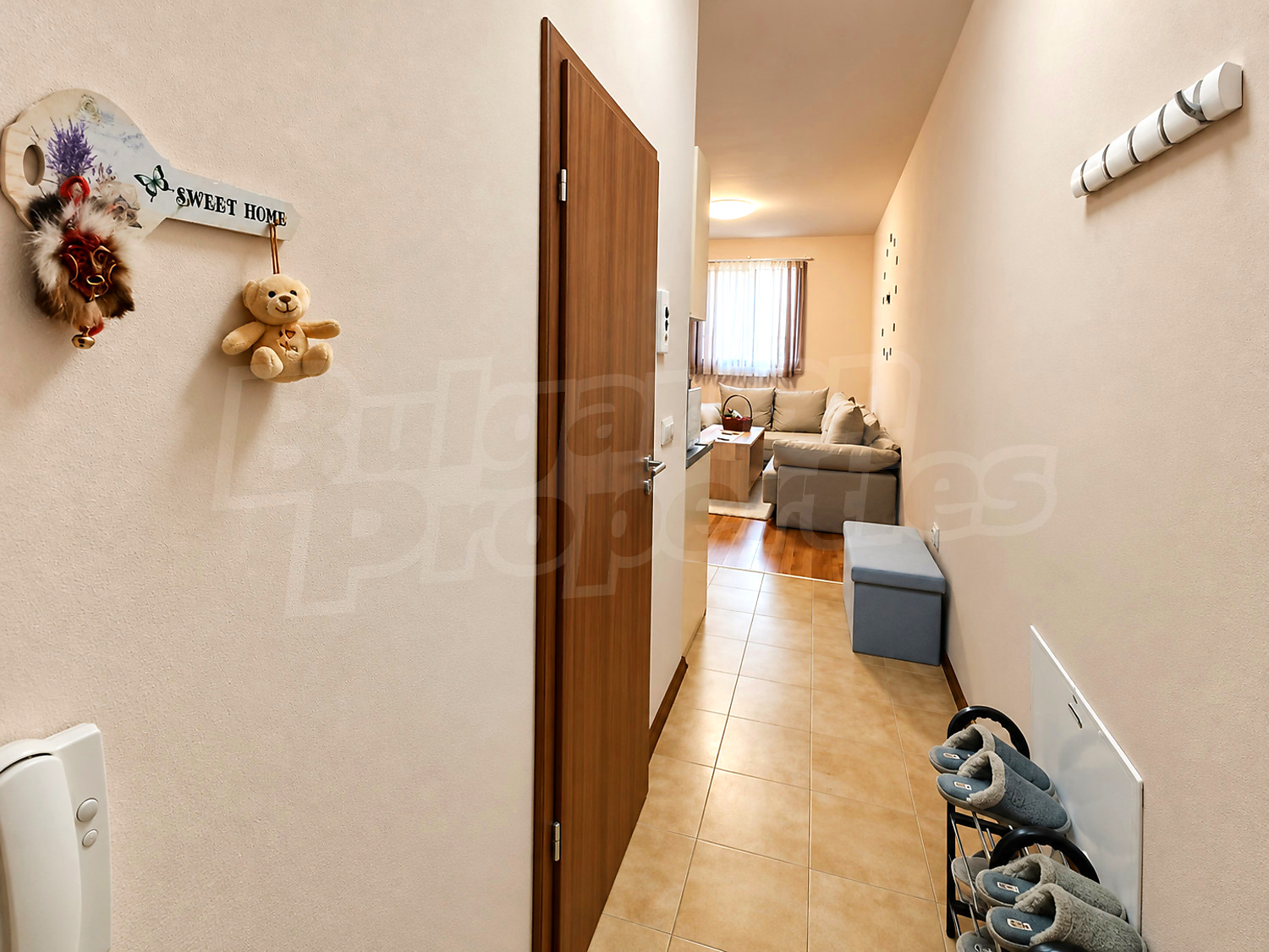 hallway, living room, furnished