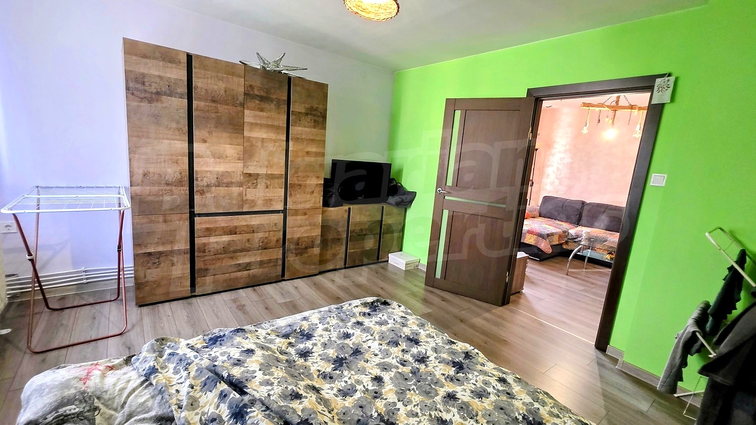 bedroom, living room, furnished