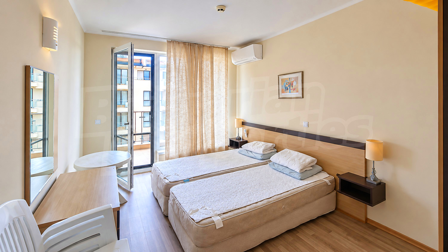 inside, bedroom, balcony, furnished