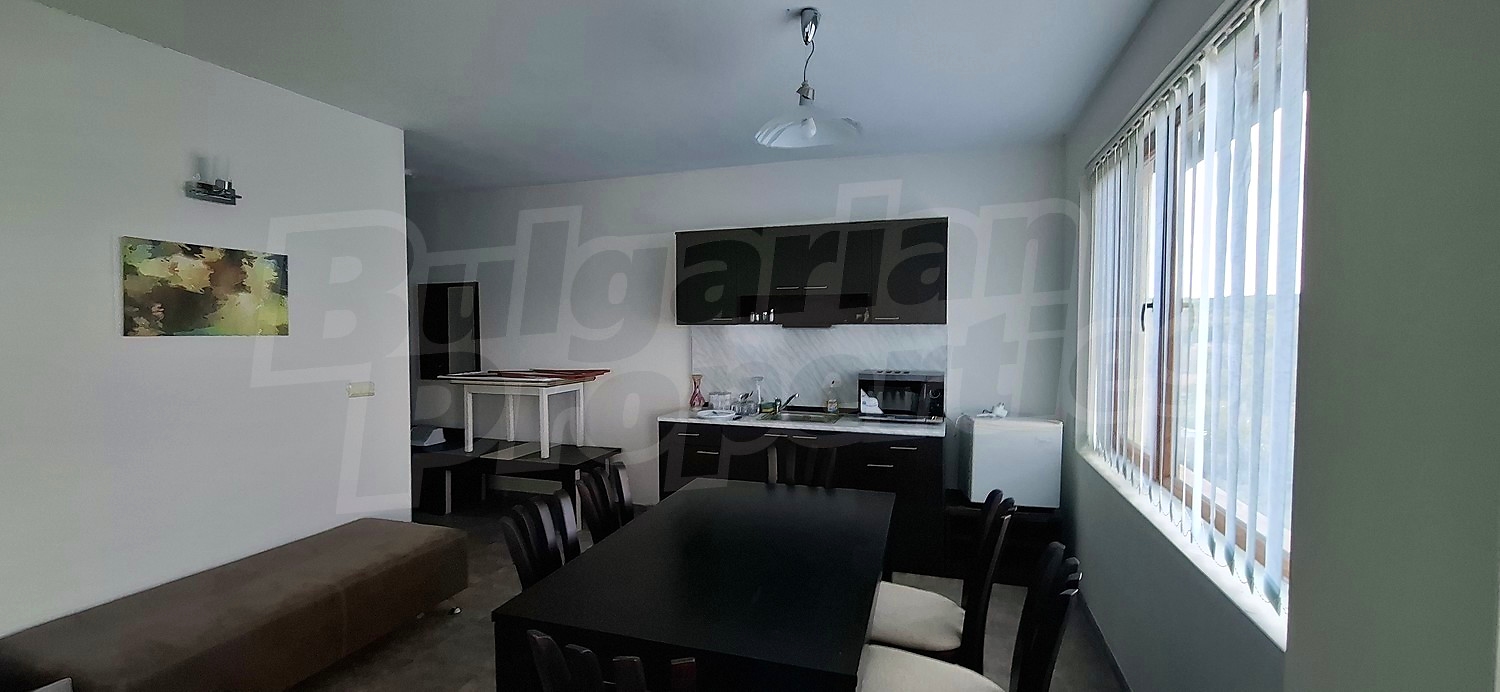 inside, kitchen, living room, furnished
