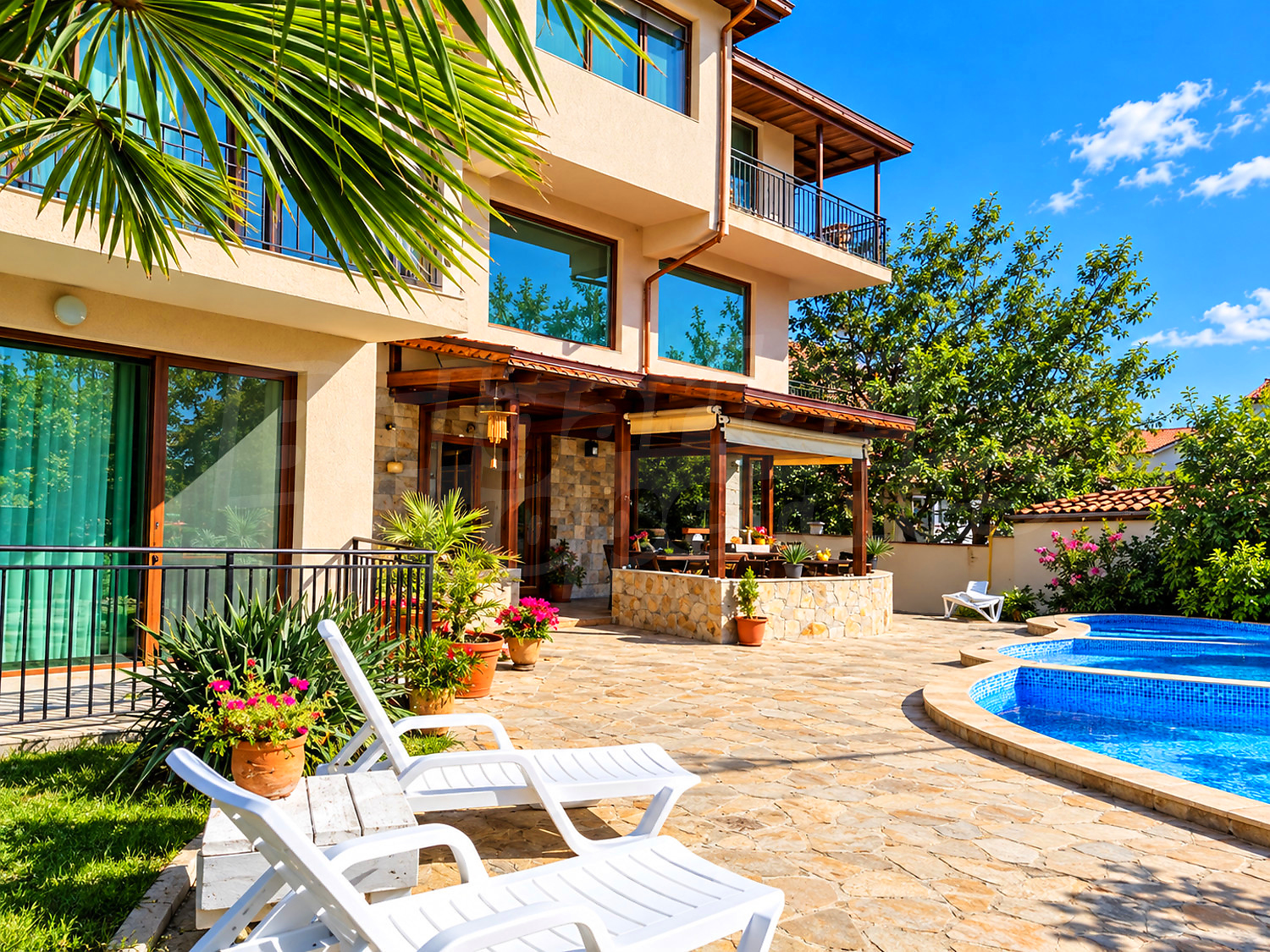outside, pool, garden, facade