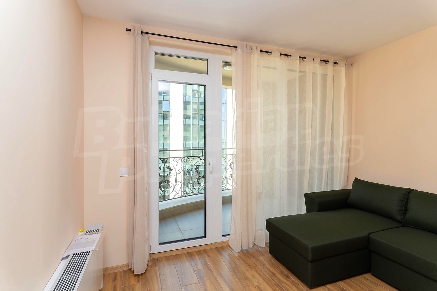 inside, living room, balcony, view from balcony, furnished