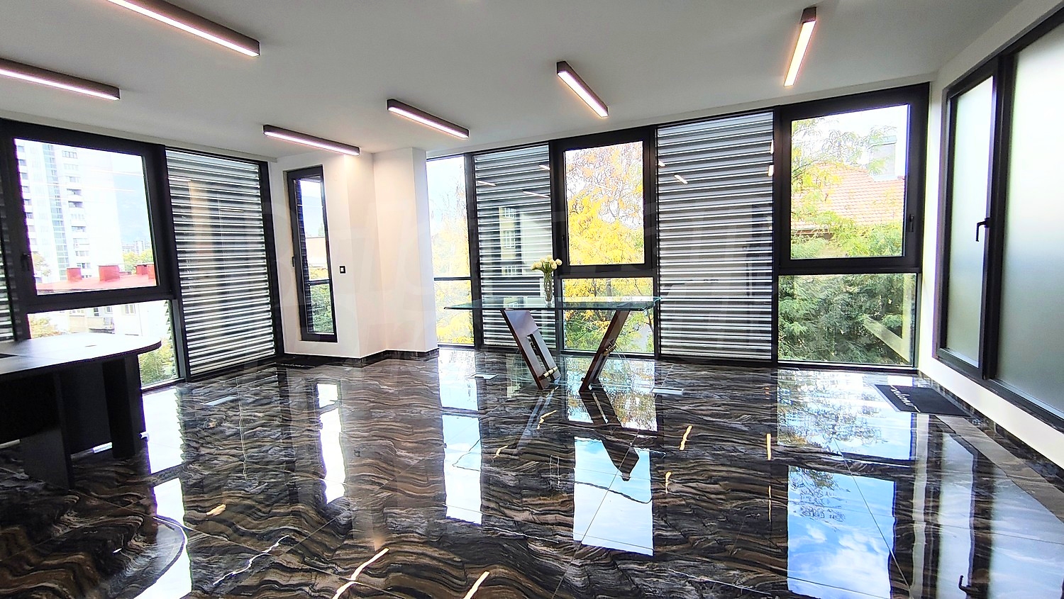 inside, view from balcony, furnished, green area