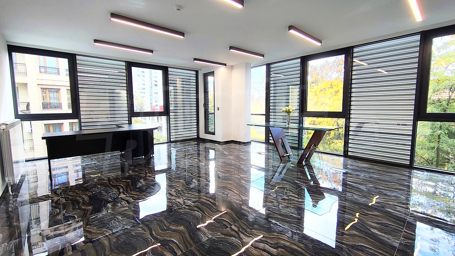 inside, view from balcony, furnished