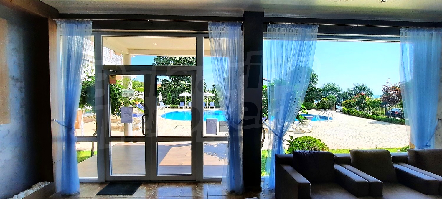 inside, pool, outside, view from balcony, furnished
