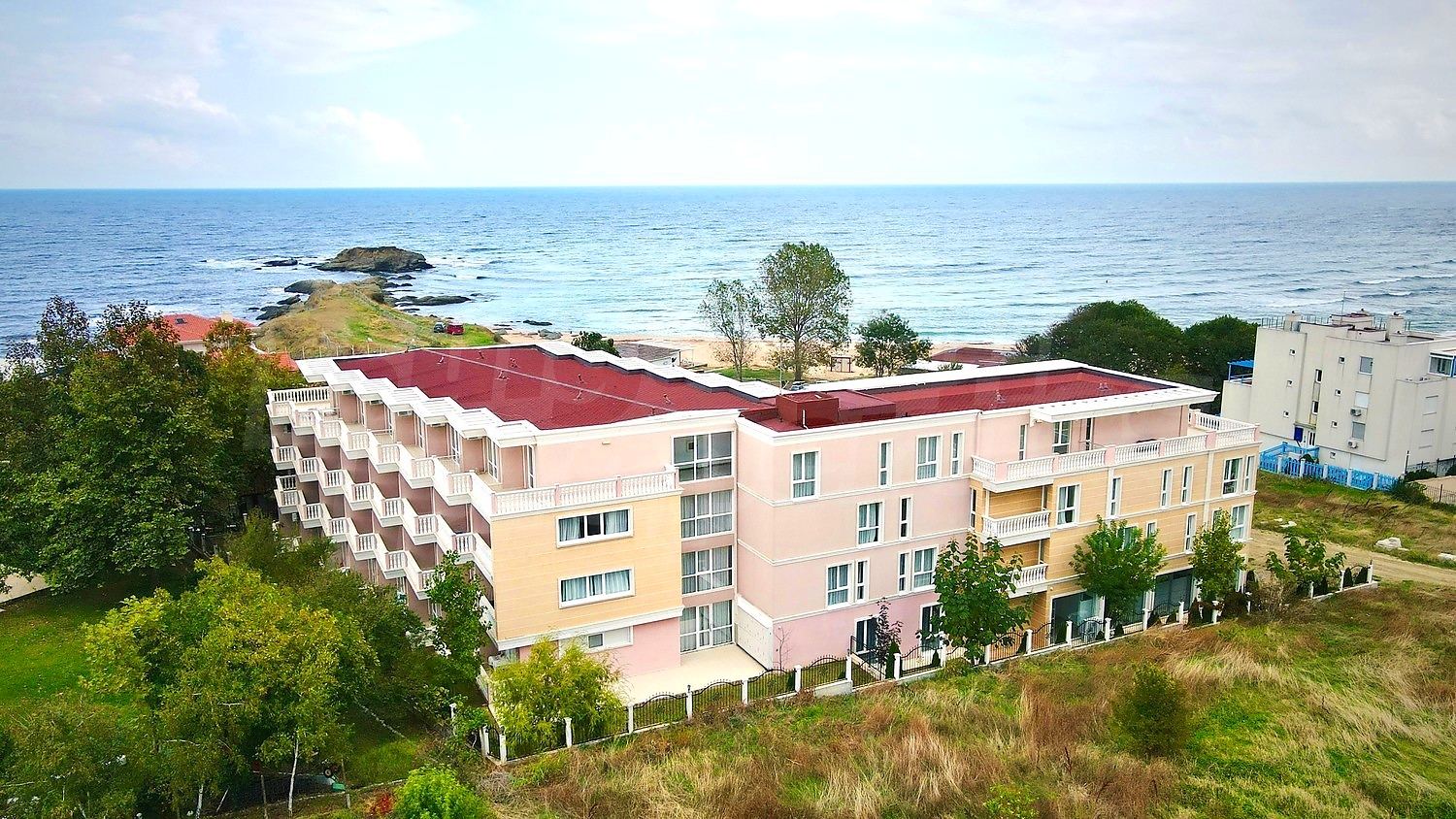 outside, sea, facade, green area