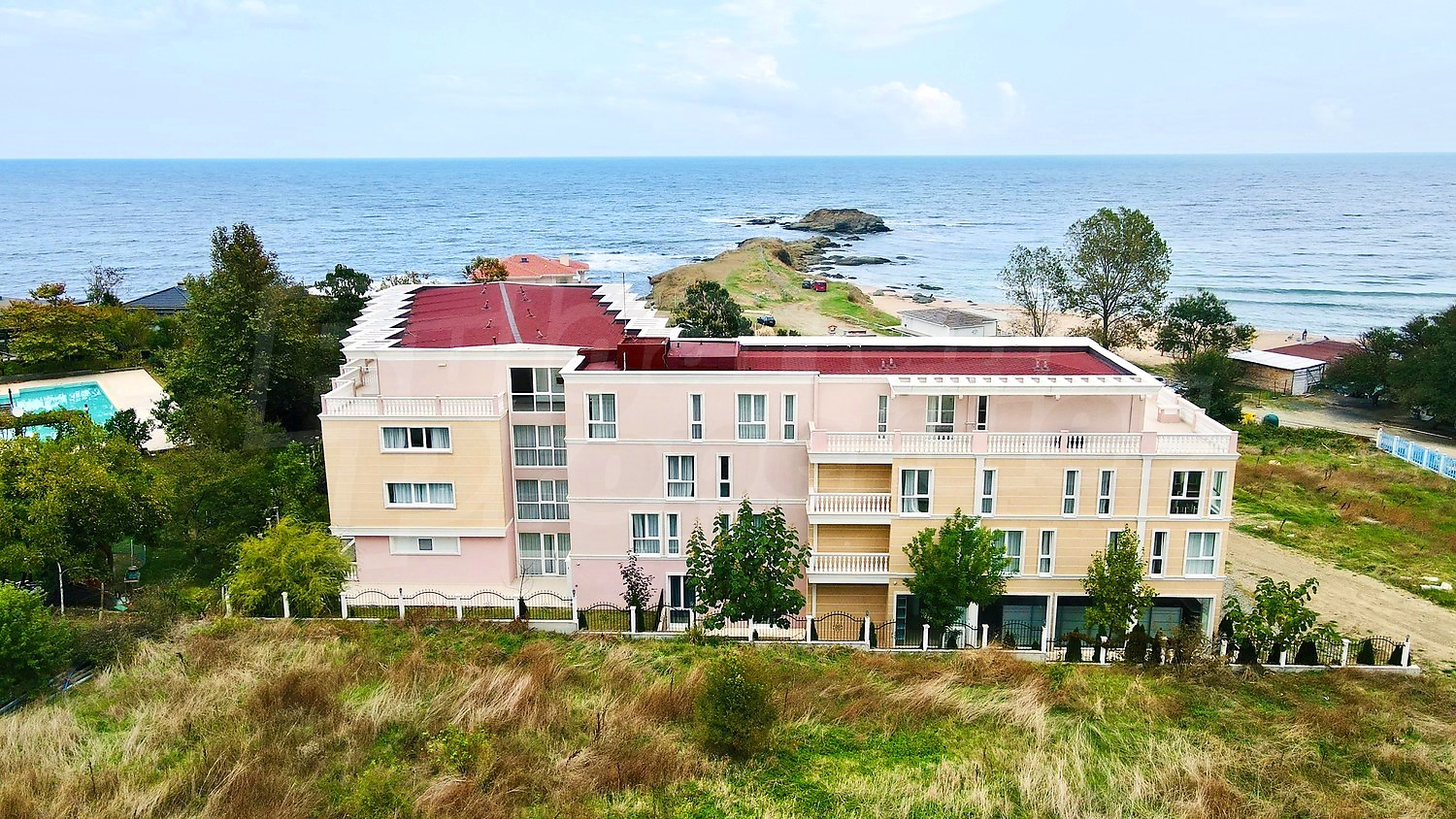 outside, sea, facade, green area