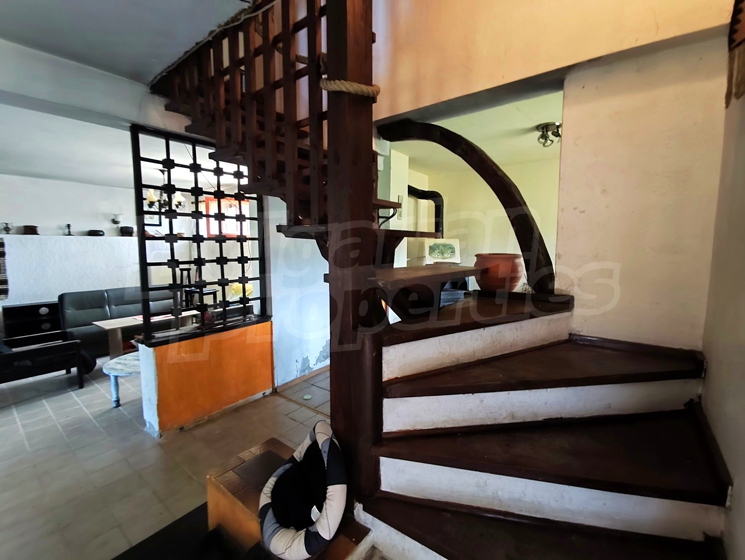 inside, living room, stairs