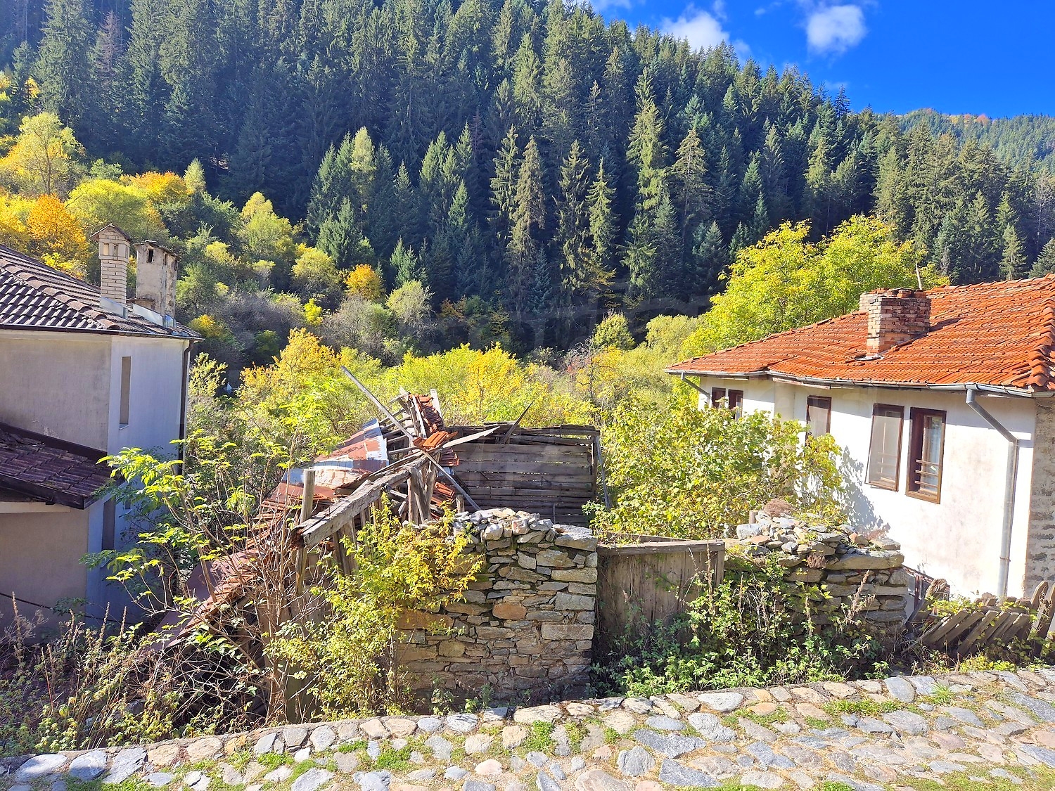 outside, mountain, facade, green area