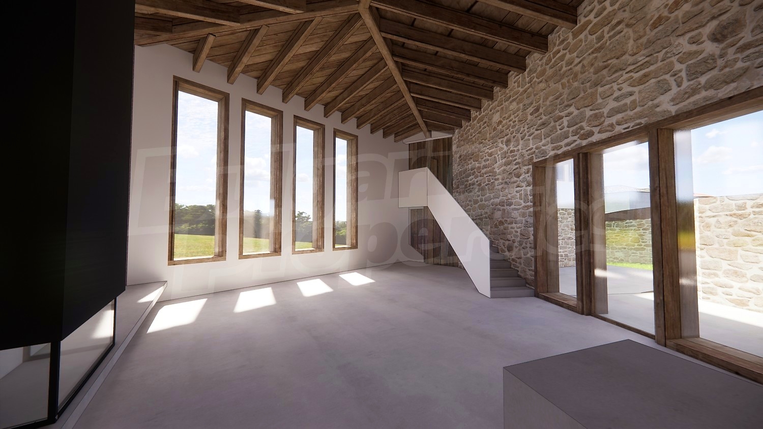 inside, living room, view from balcony