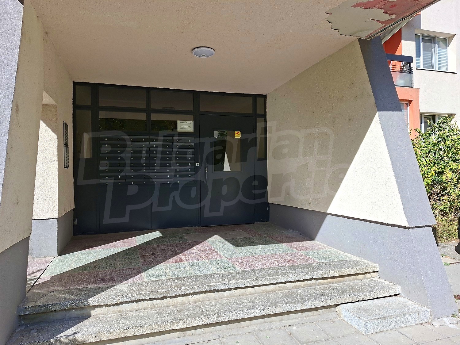 outside, facade, inside building entrance