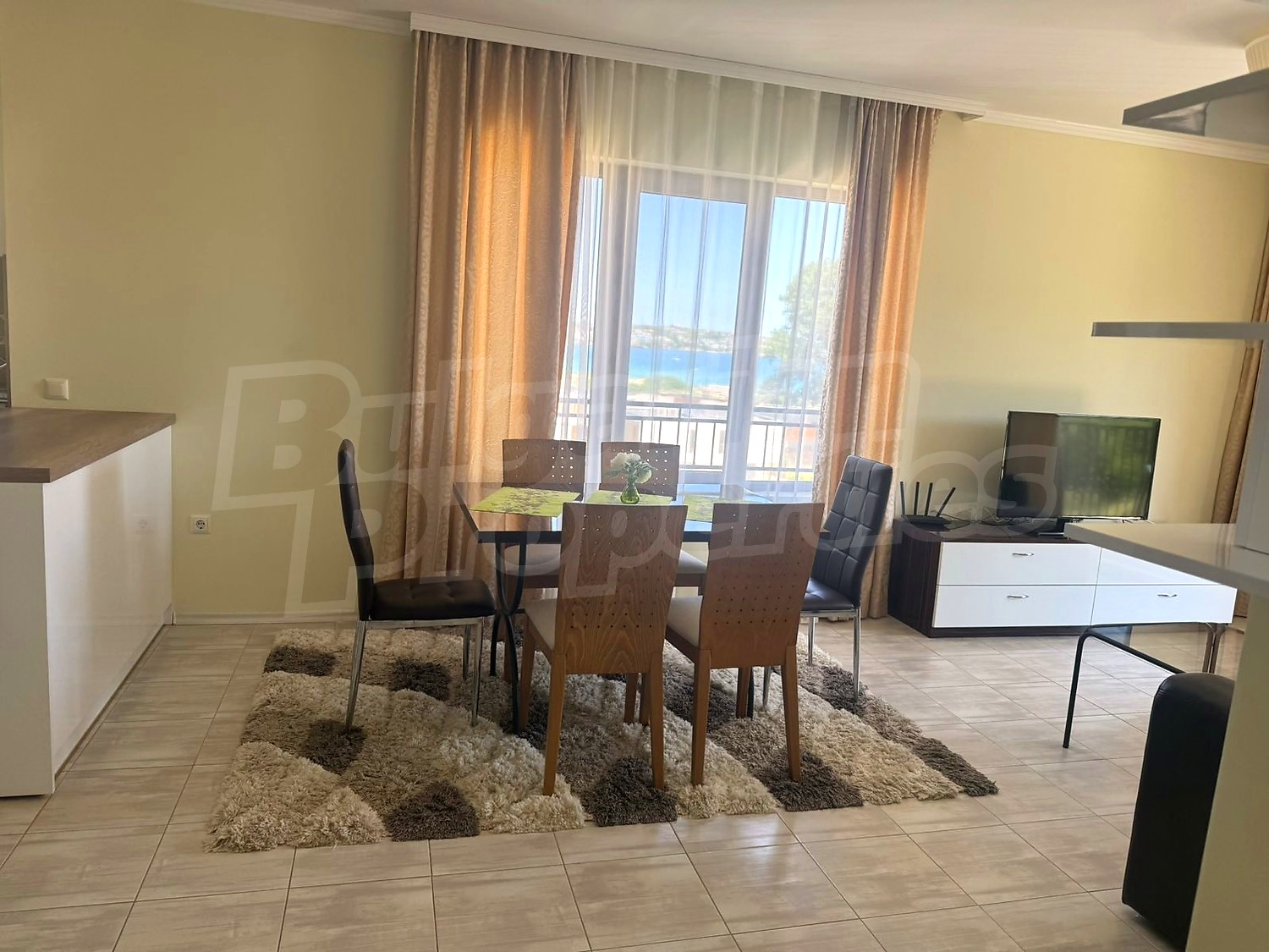 inside, living room, furnished, view from balcony