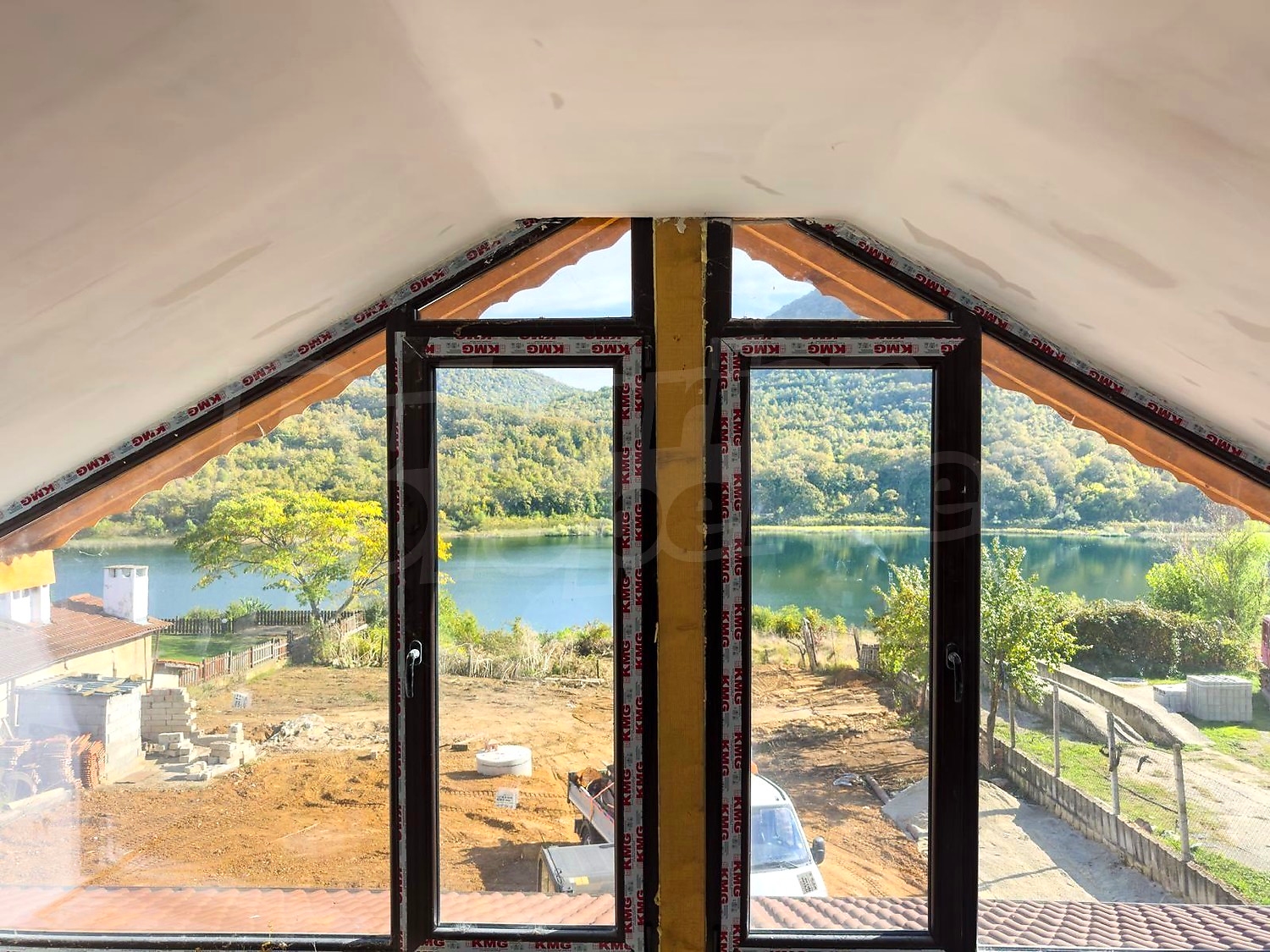 view from balcony, outside, mountain, green area
