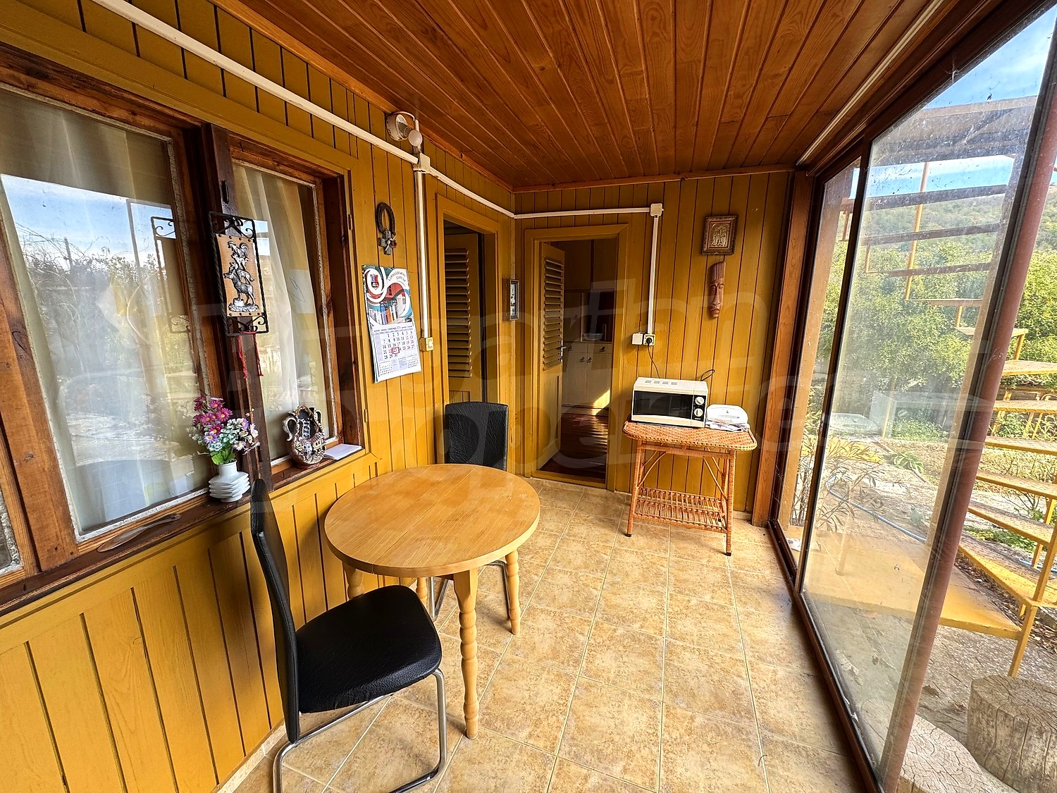 inside, view from balcony, furnished