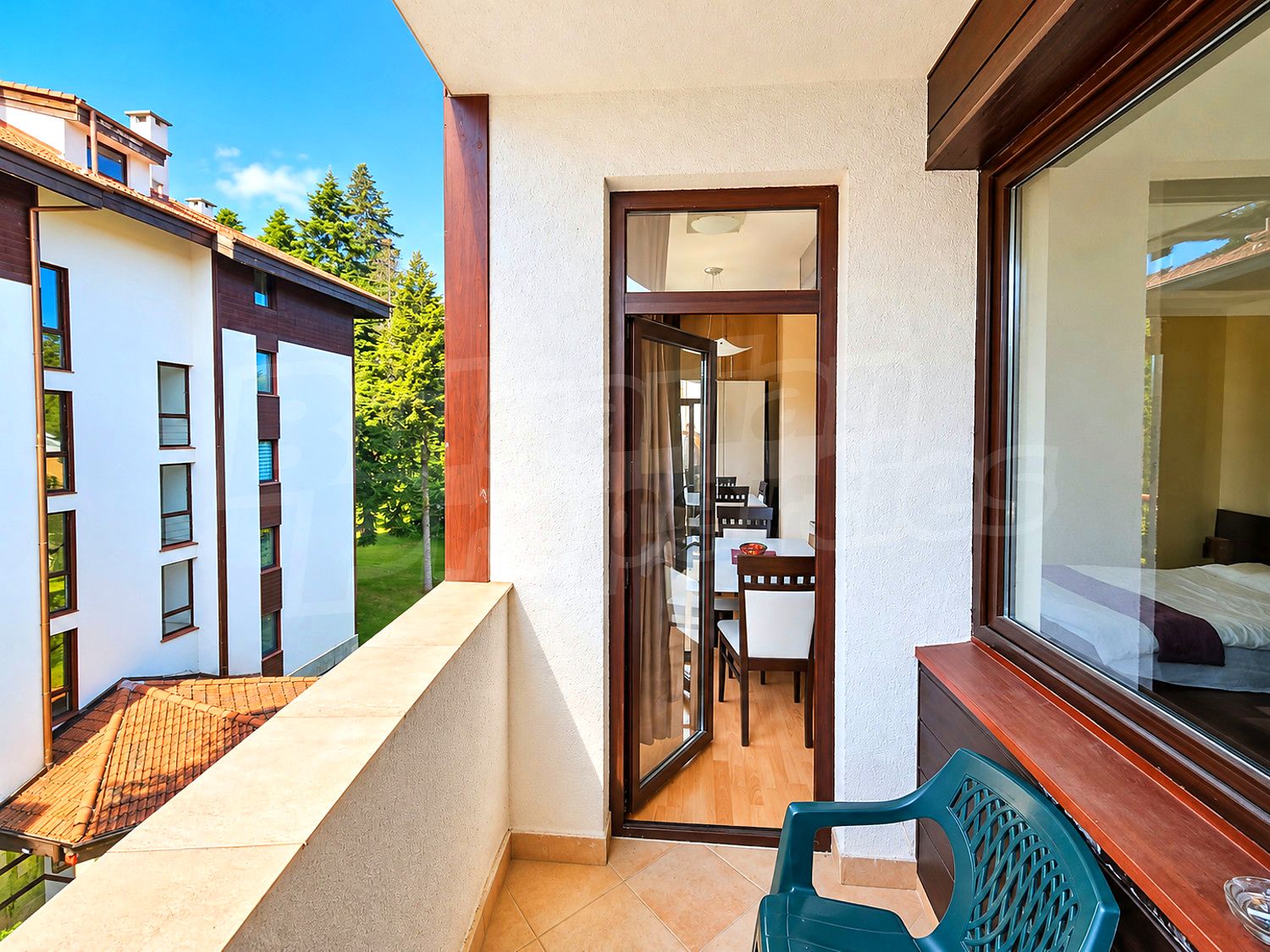 balcony, outside, view from balcony, furnished