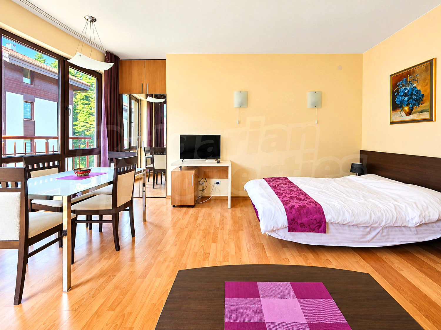 inside, bedroom, furnished, balcony