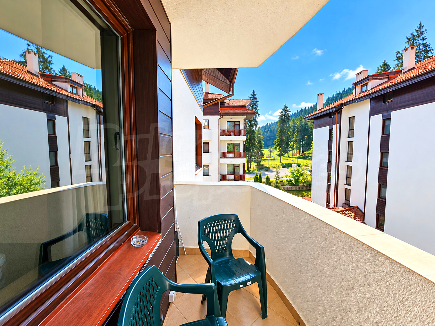 balcony, view from balcony, outside, green area