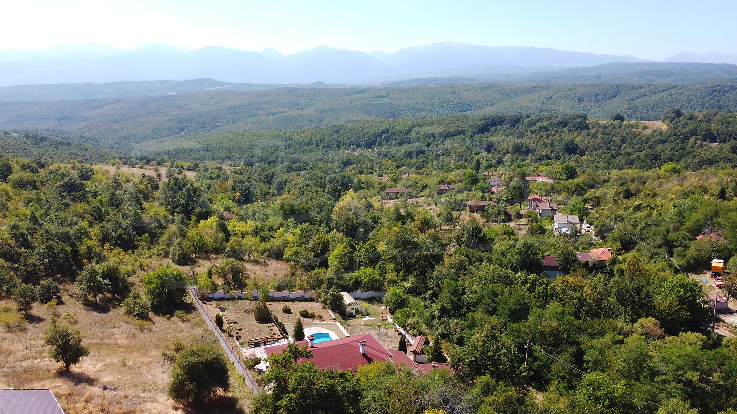 outside, green area, mountain, pool