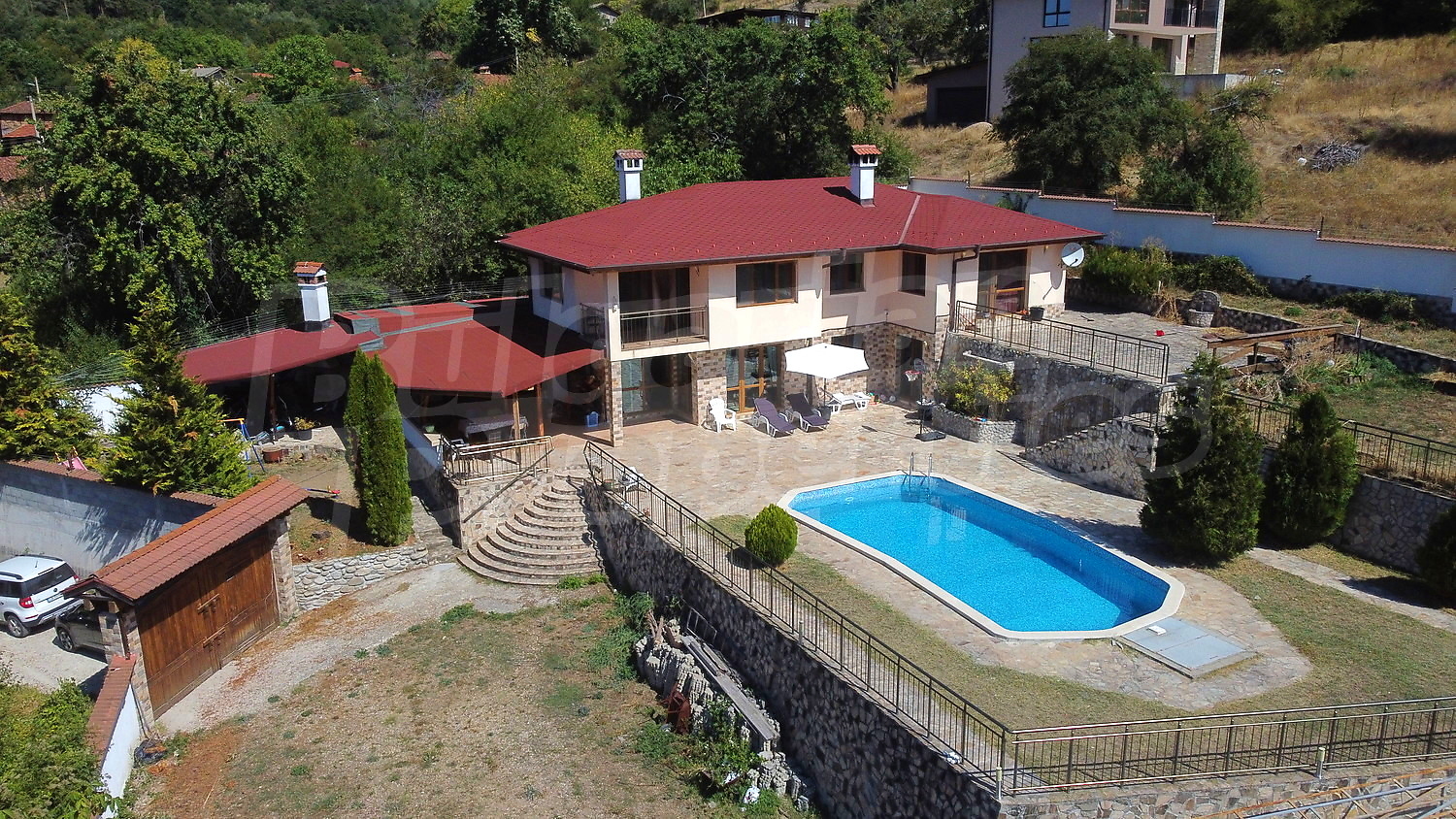 outside, pool, garden, facade