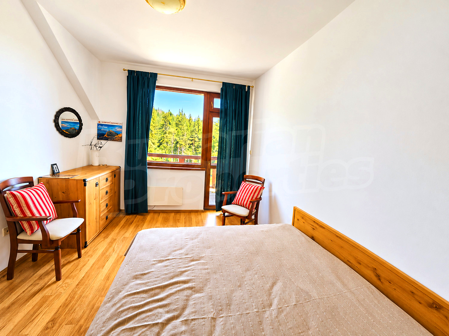inside, bedroom, view from balcony