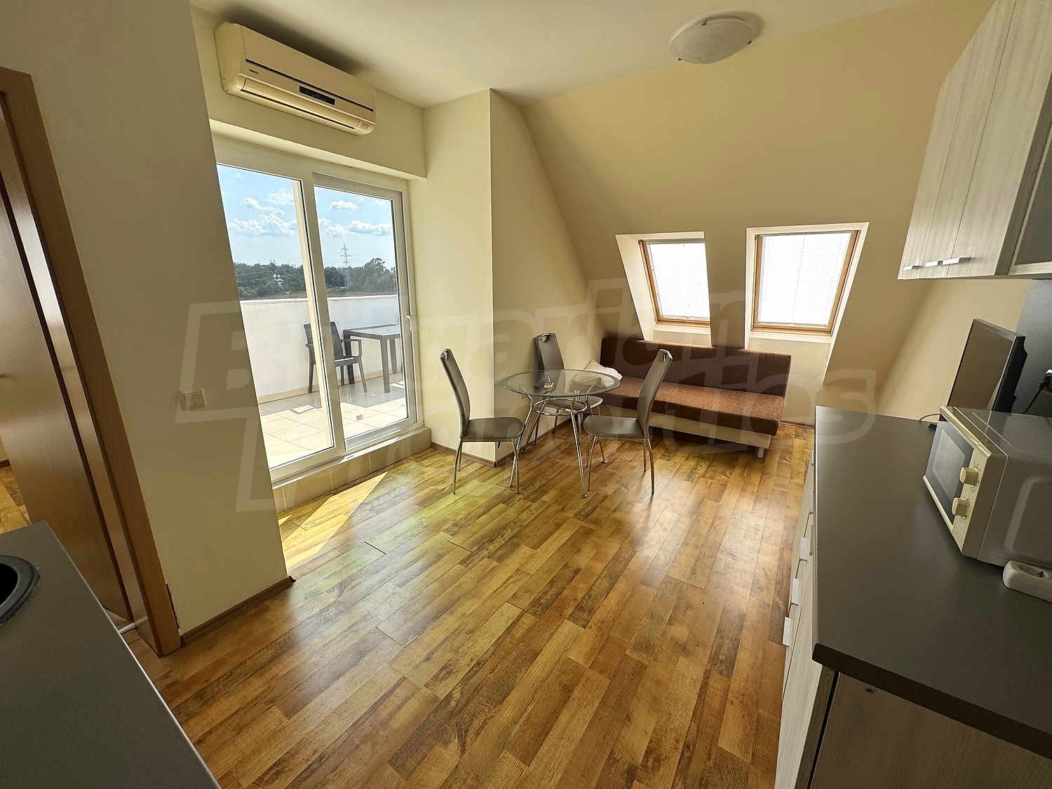 inside, living room, balcony, furnished
