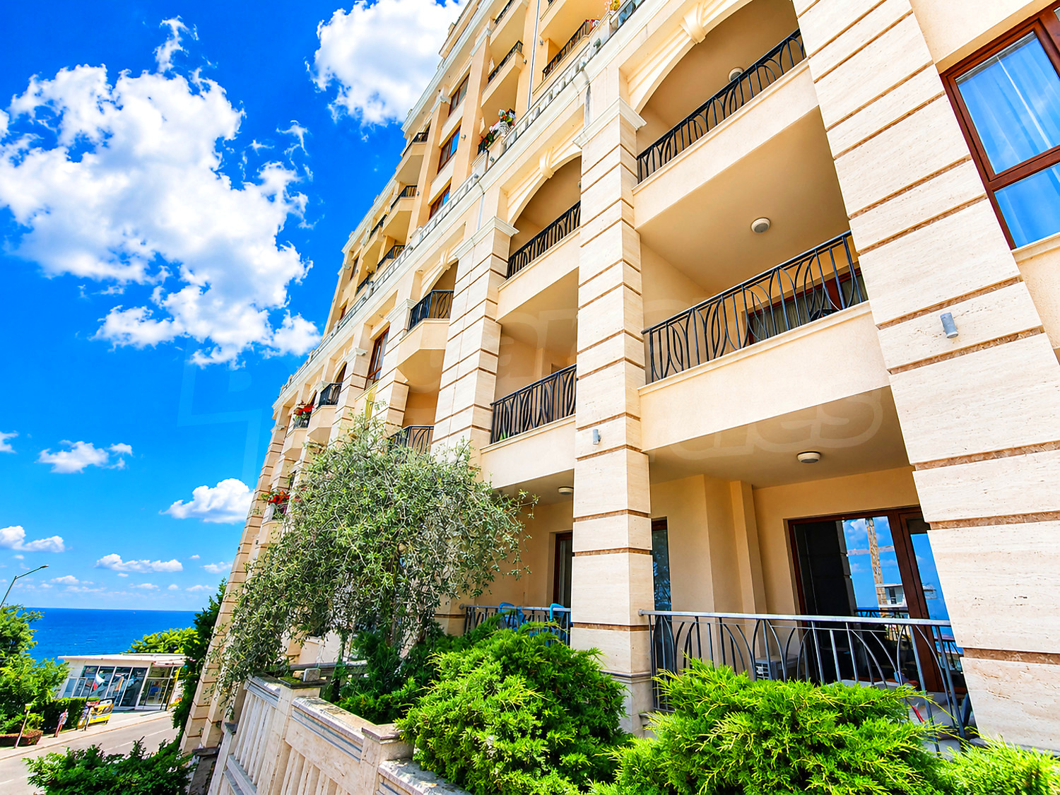 facade, outside, sea, garden