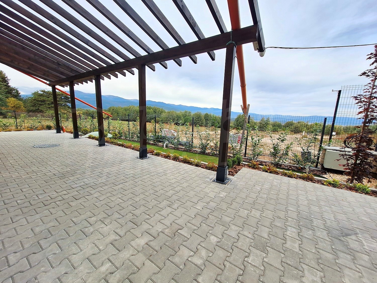 outside, mountain, view from balcony, parking