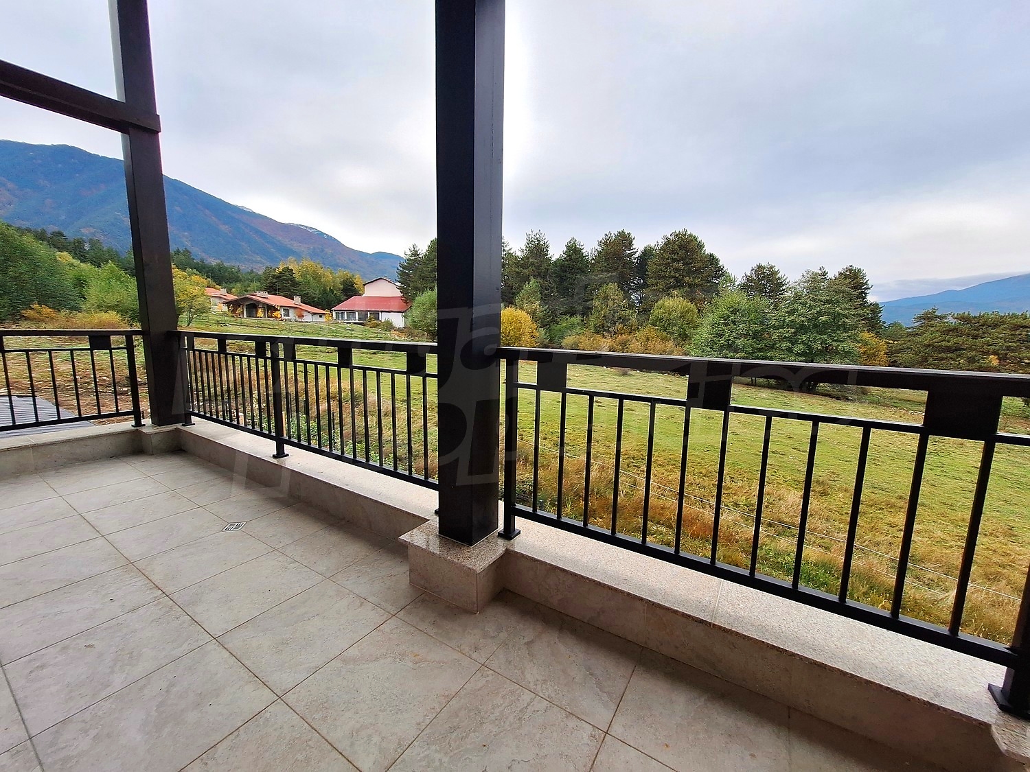 balcony, view from balcony, mountain, green area
