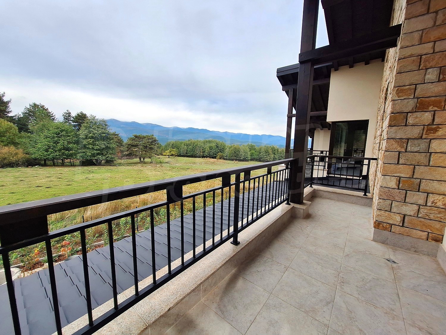 balcony, view from balcony, mountain, green area