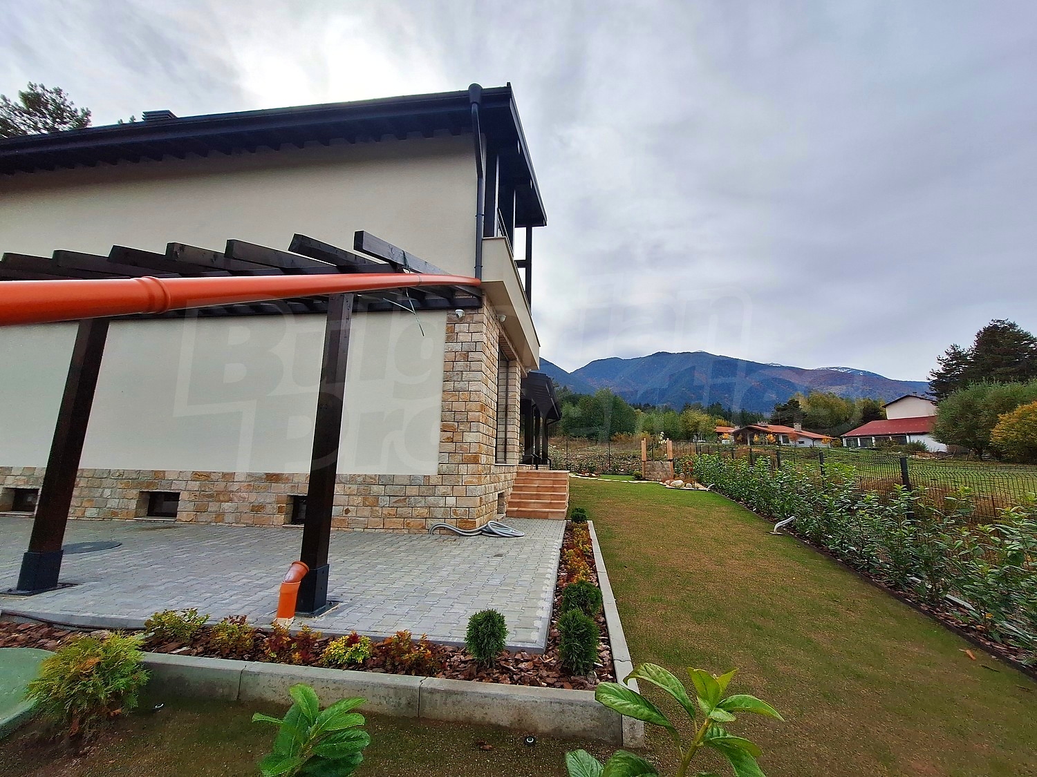facade, garden, mountain, outside, green area